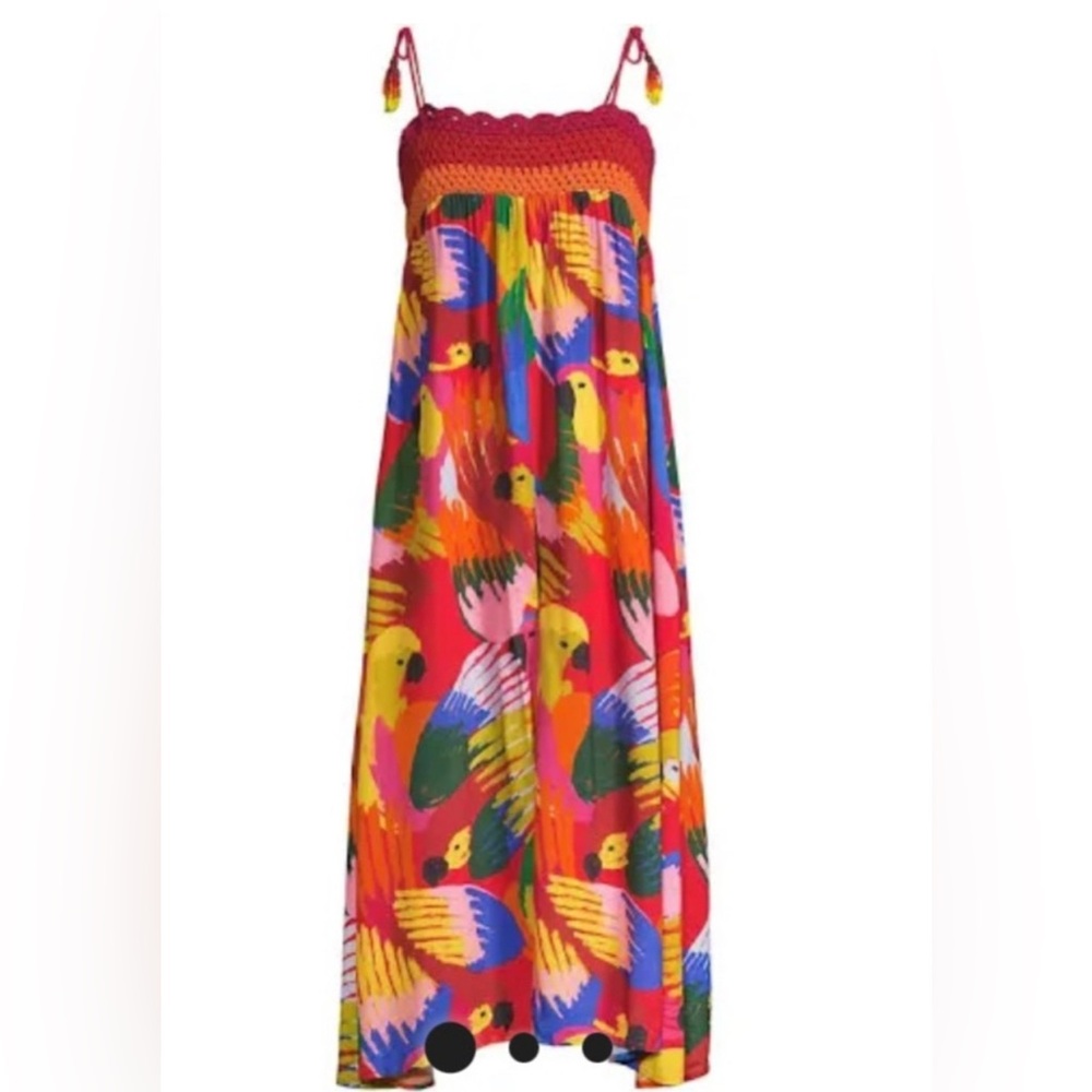 FARM RIO Macaw Party Crochet CoverUp Dress